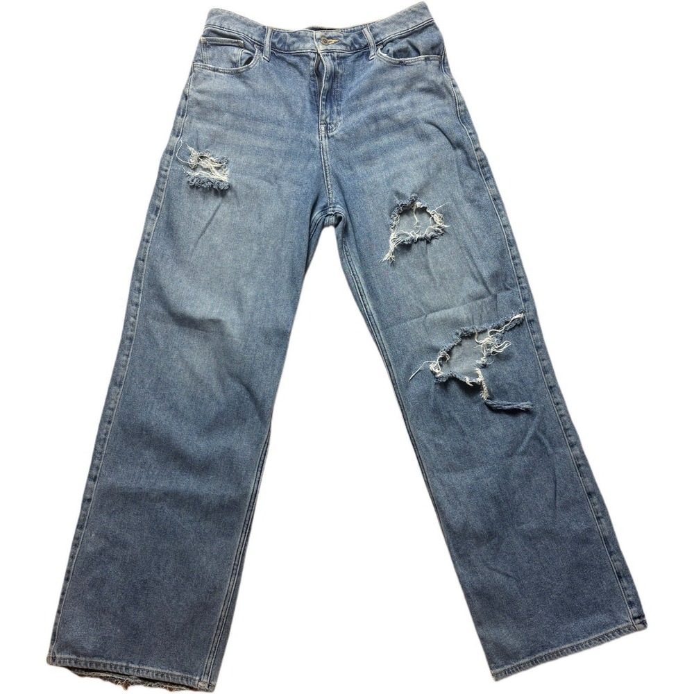 Hollister High Rise Vintage Baggy Stretch Size Women's 9 W29 Distressed Denim